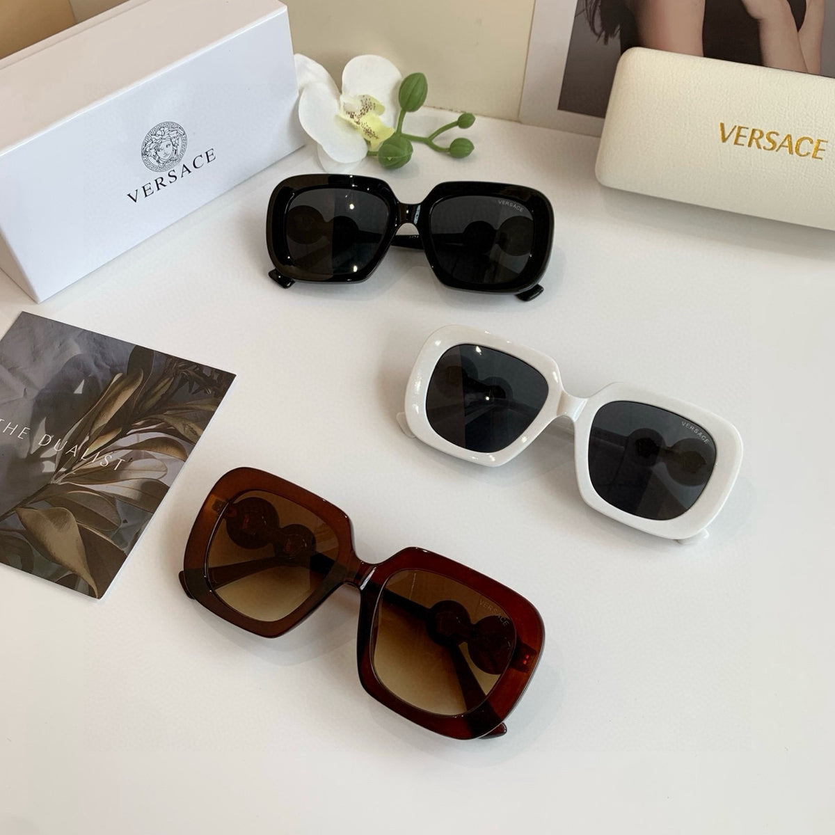 Versace Polarized Square Black Lens Sunglasses for Men & Women - 416331 - detail image 3