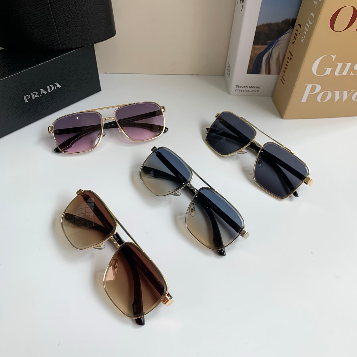 Prada Metal Square Silver Lens Sunglasses for Men & Women - 998099 - detail image 9