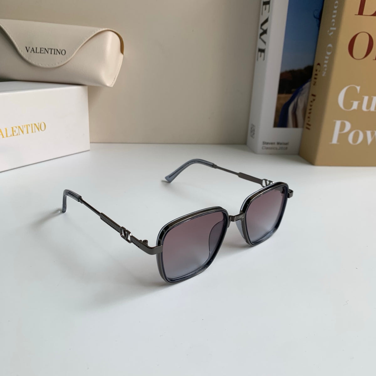 Valentino Metal Fashion Silver Lens Sunglasses for Men & Women - 158648