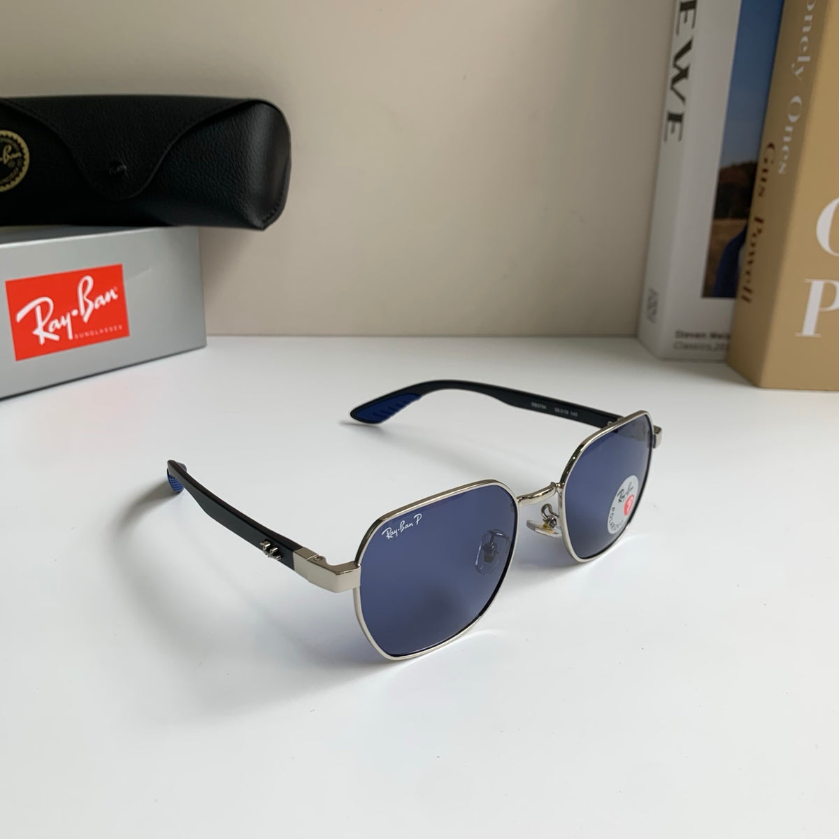 Ray-Ban Polarized Square Silver Lens Sunglasses for Men & Women - 450153