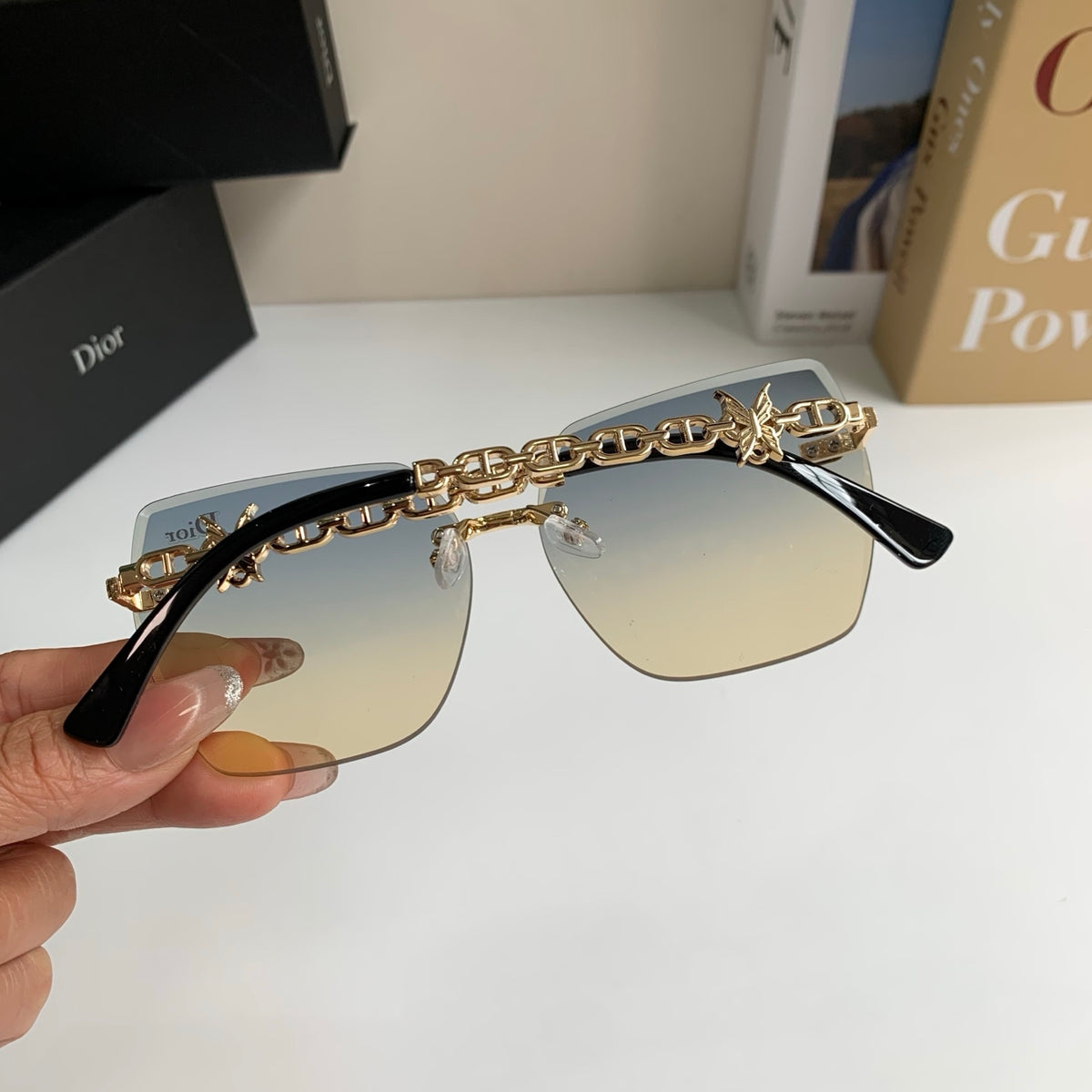 Dior Polarized Square Silver Lens Sunglasses for Men & Women - 415490 - detail image 8