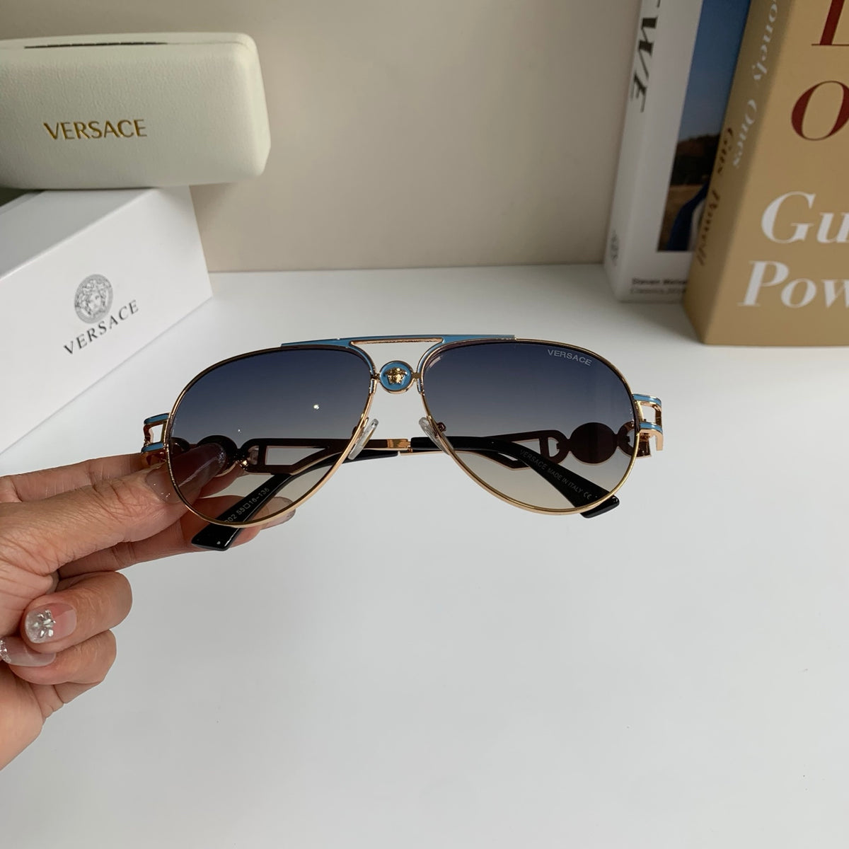 Versace Aviator Silver Lens Sunglasses for Men & Women - 487858 - detail image 4