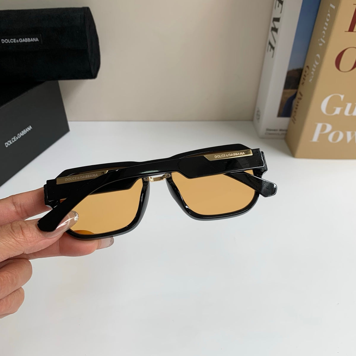 Dolce & Gabbana Oversized Gold Lens Sunglasses for Men & Women - detail image 7