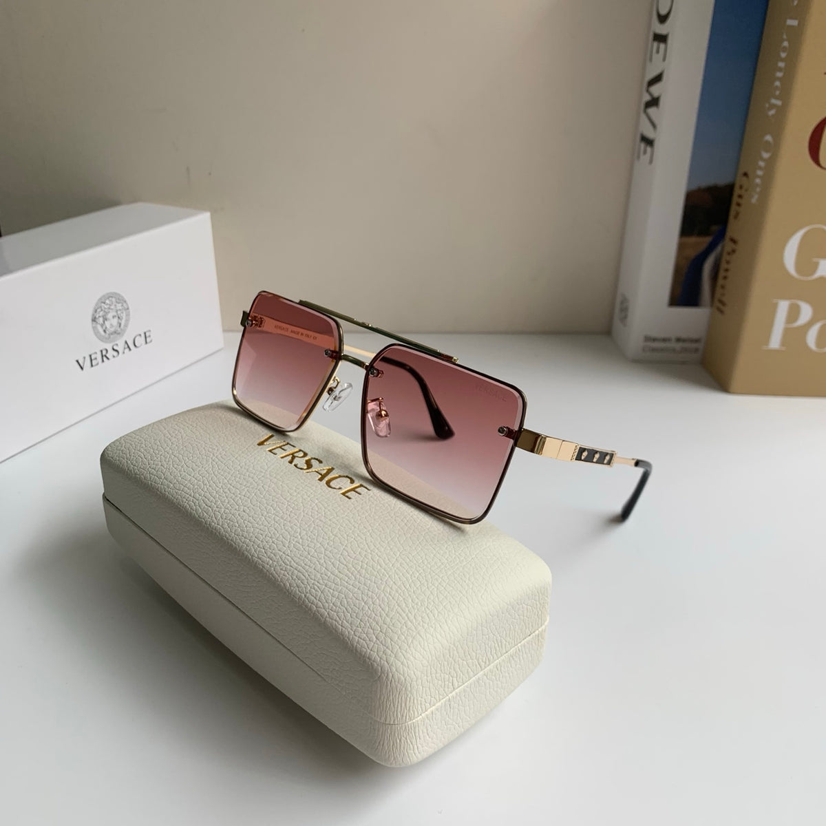Versace Polarized Metal Square Silver Lens Sunglasses for Men & Women - 432805 - detail image 4