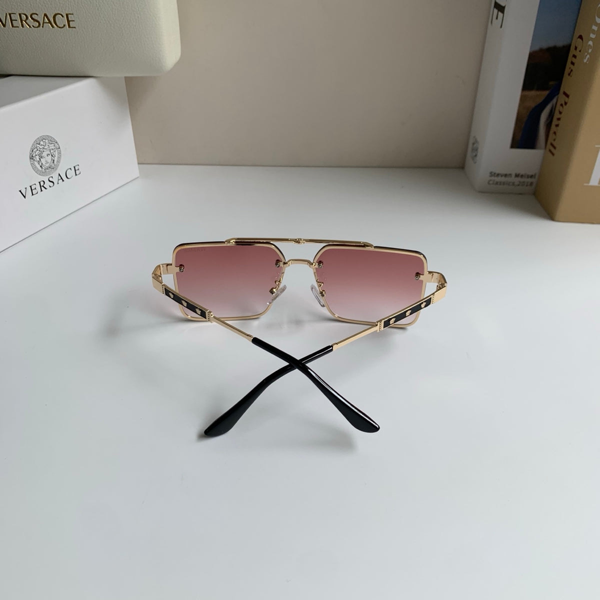 Versace Polarized Metal Square Silver Lens Sunglasses for Men & Women - 432805 - detail image 8