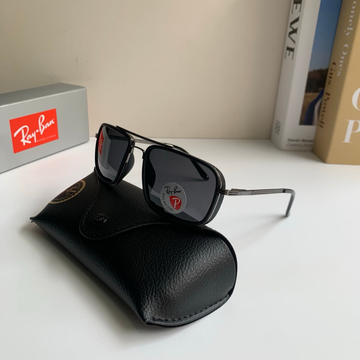 Ray-Ban Polarized Square Black Lens Sunglasses for Men & Women - detail image 5