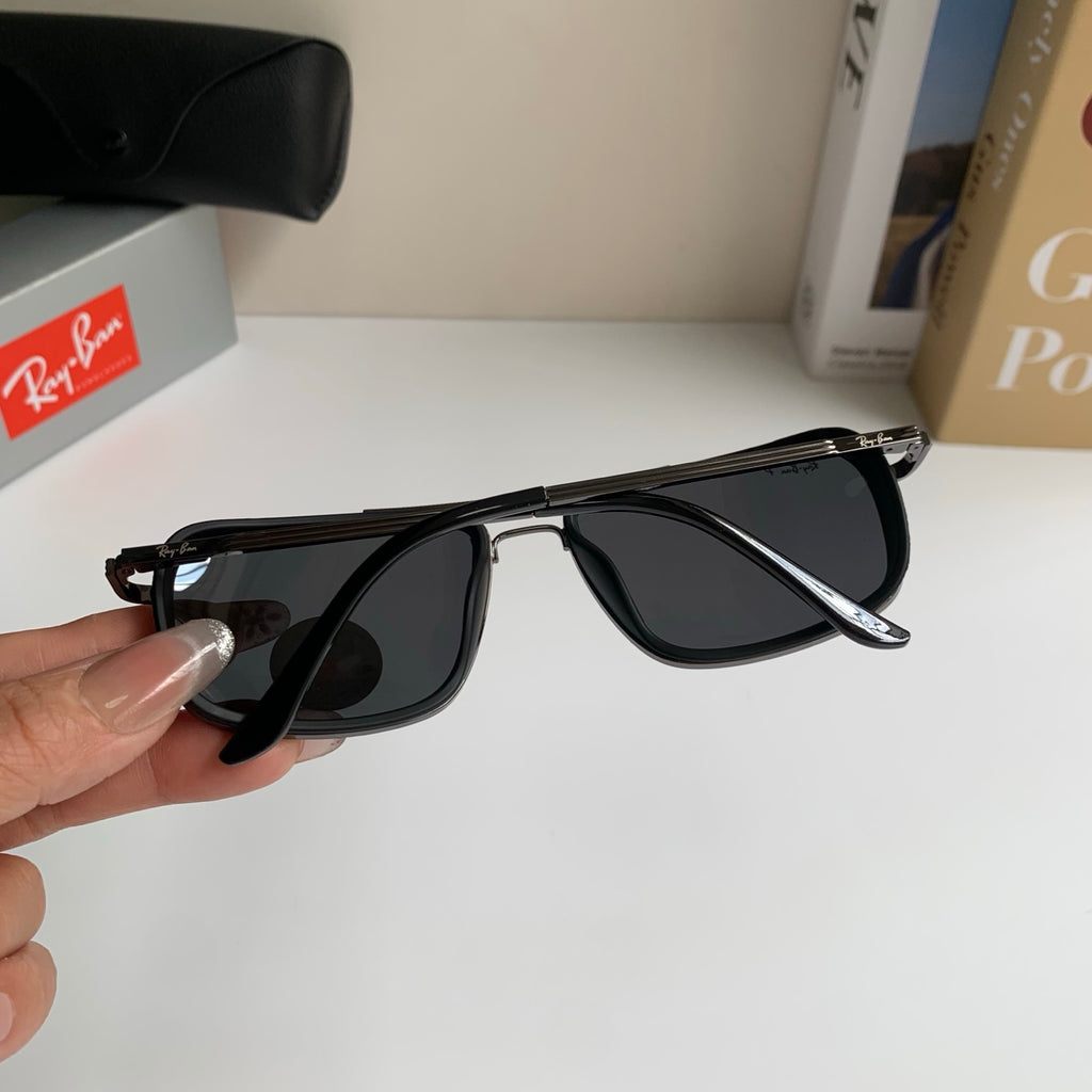 Ray-Ban Polarized Square Black Lens Sunglasses for Men & Women - detail image 9