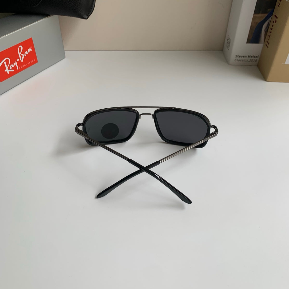 Ray-Ban Polarized Square Black Lens Sunglasses for Men & Women - 383214 - detail image 7