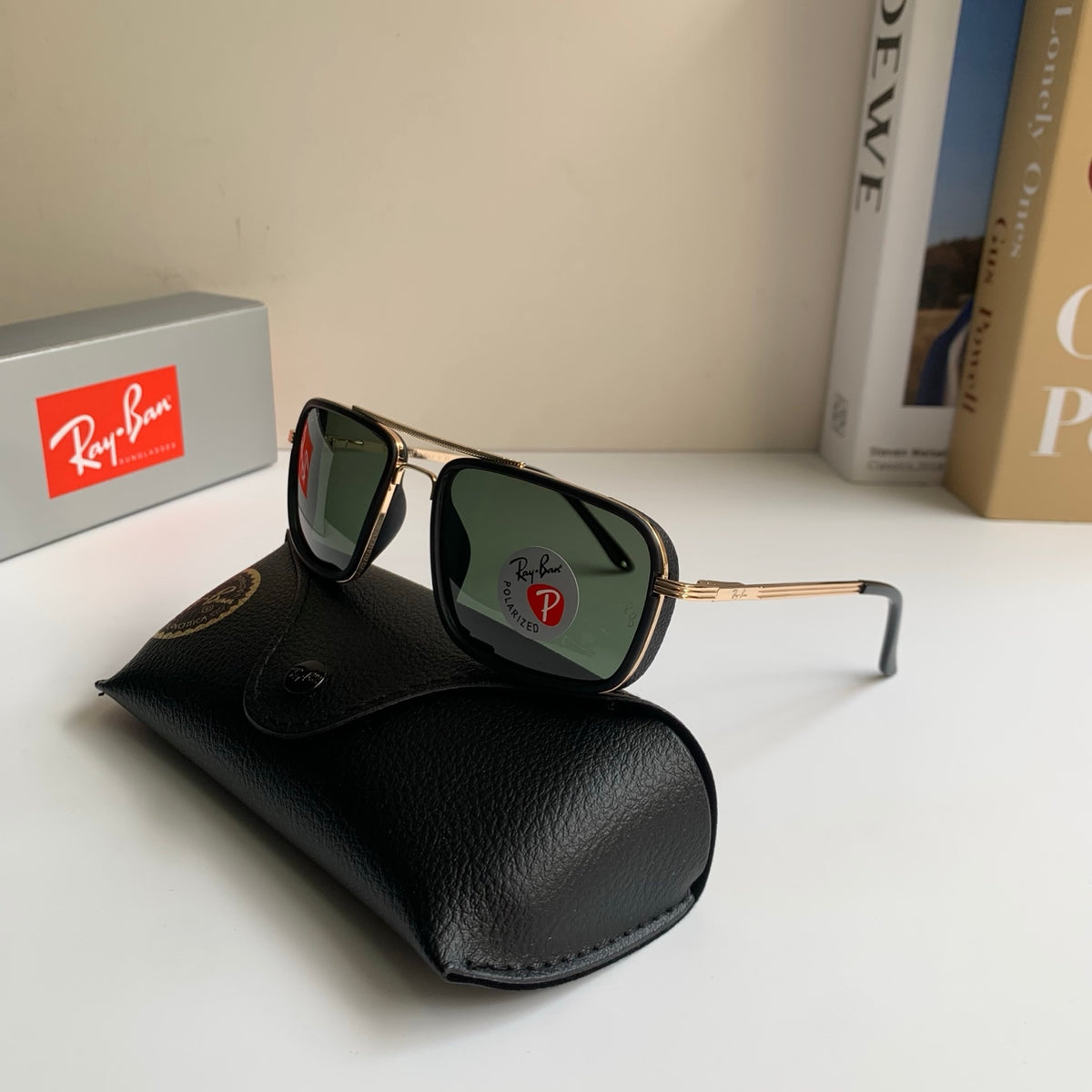 Ray-Ban Polarized Square Silver Lens Sunglasses for Men & Women - 383215 - detail image 4