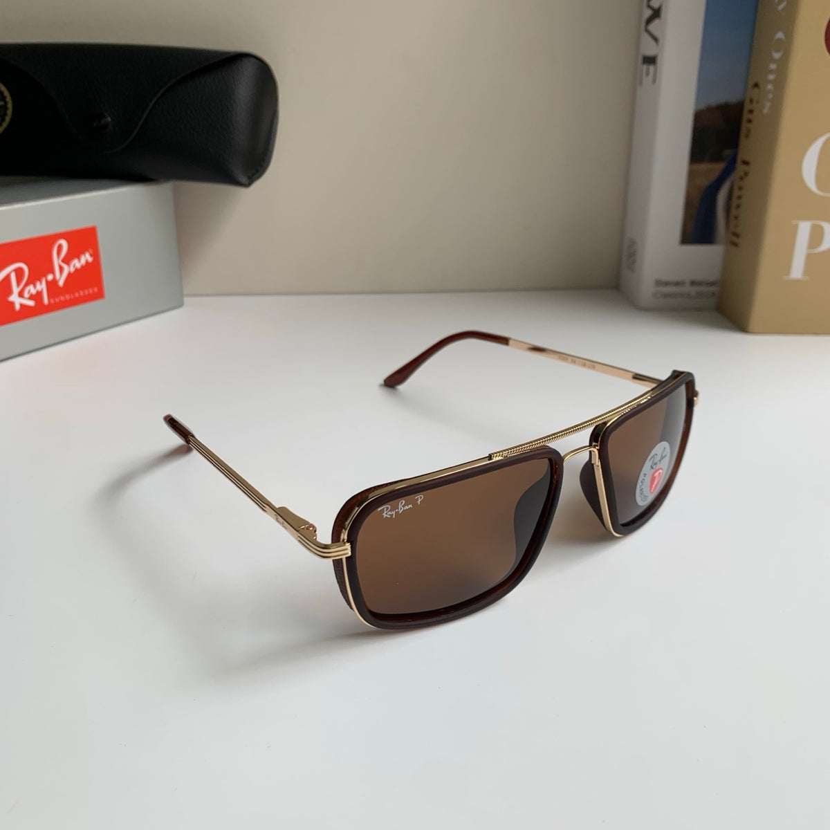 Ray-Ban Polarized Square Brown Lens Sunglasses for Men & Women