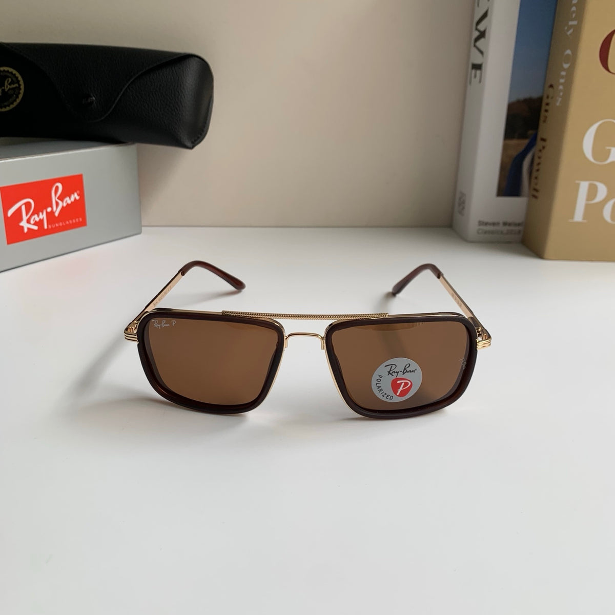 Ray-Ban Polarized Square Brown Lens Sunglasses for Men & Women - 383216 - detail image 3