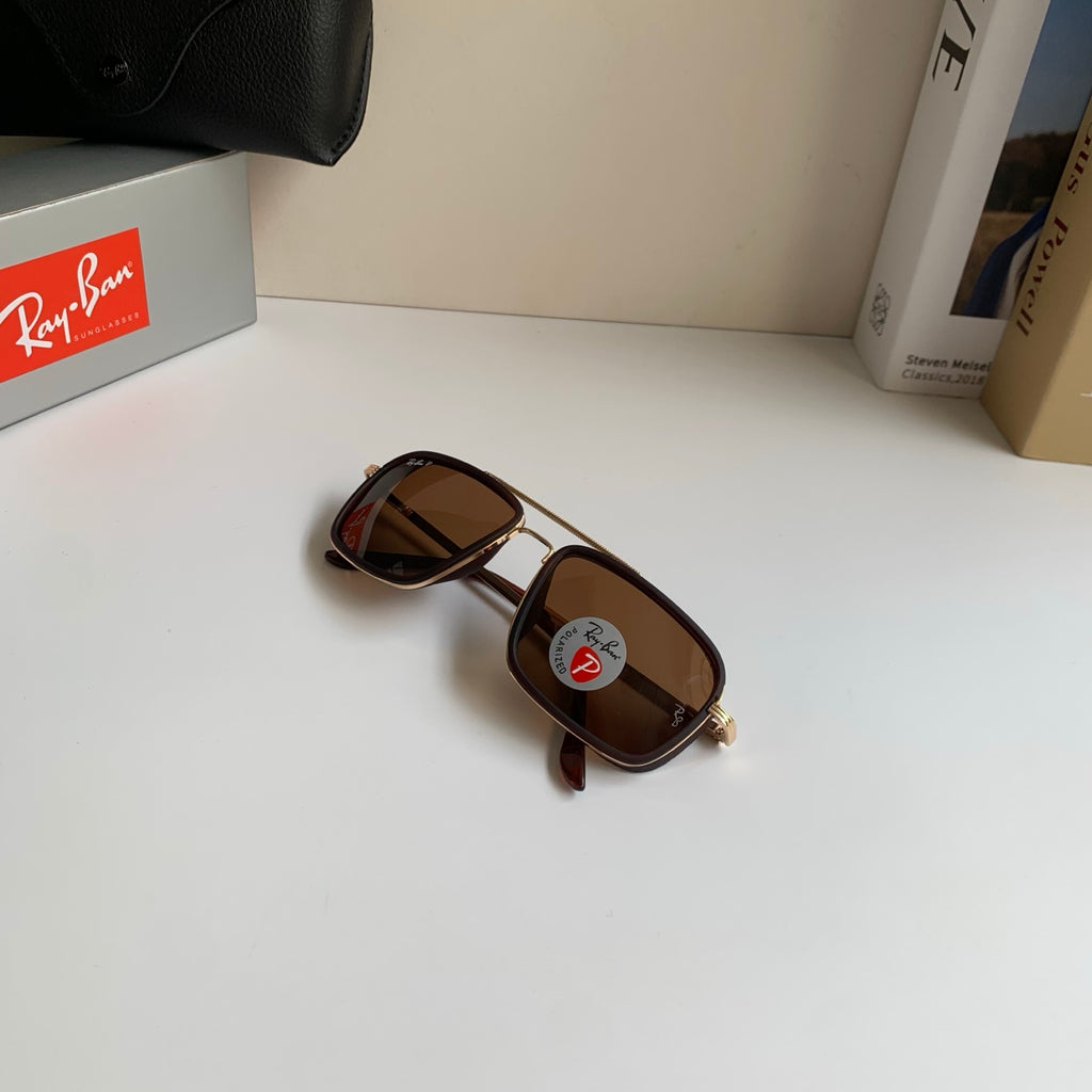 Ray-Ban Polarized Square Brown Lens Sunglasses for Men & Women - detail image 4
