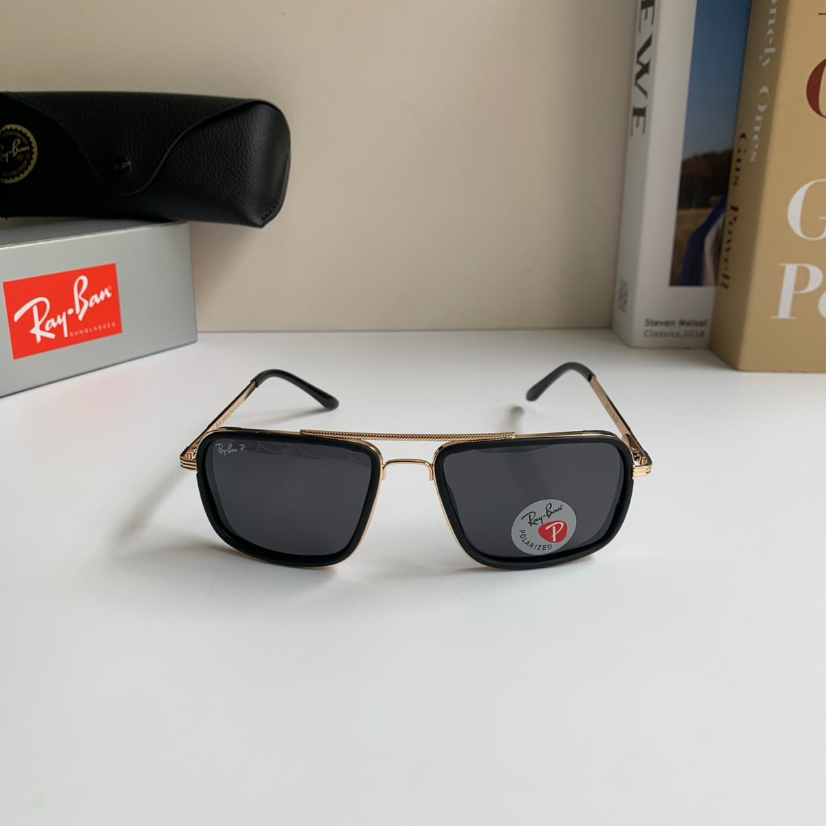 Ray-Ban Polarized Square Silver Lens Sunglasses for Men & Women - detail image 3