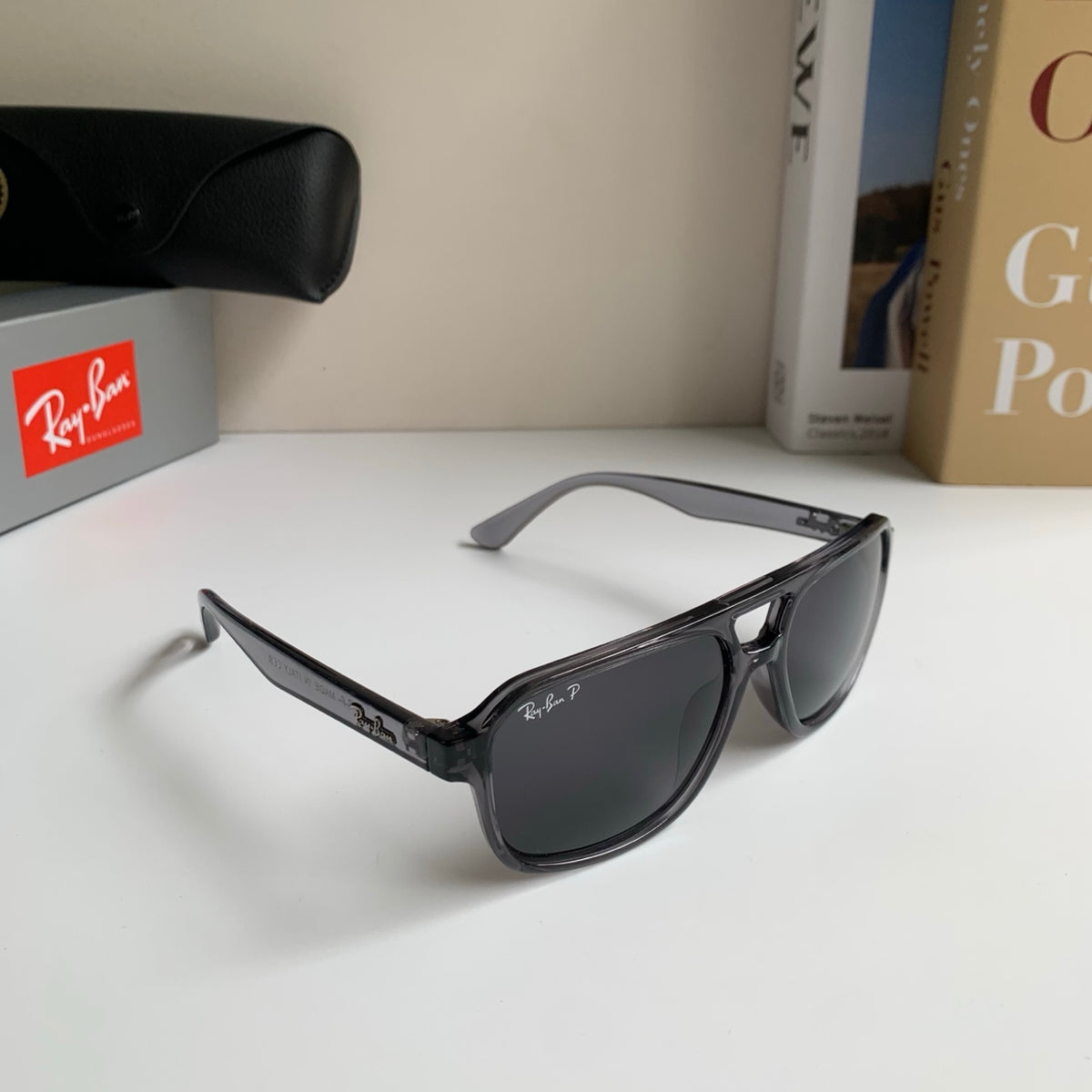 Ray-Ban Polarized Square Silver Lens Sunglasses for Men & Women - 372685