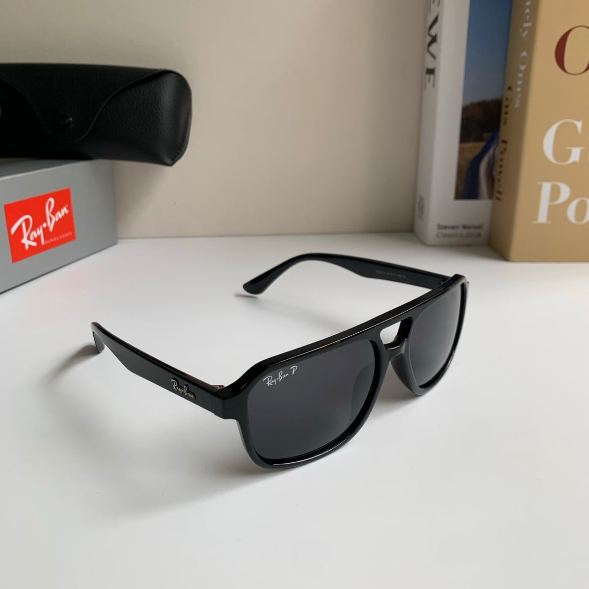Ray-Ban Polarized Square Black Lens Sunglasses for Men & Women - 466465