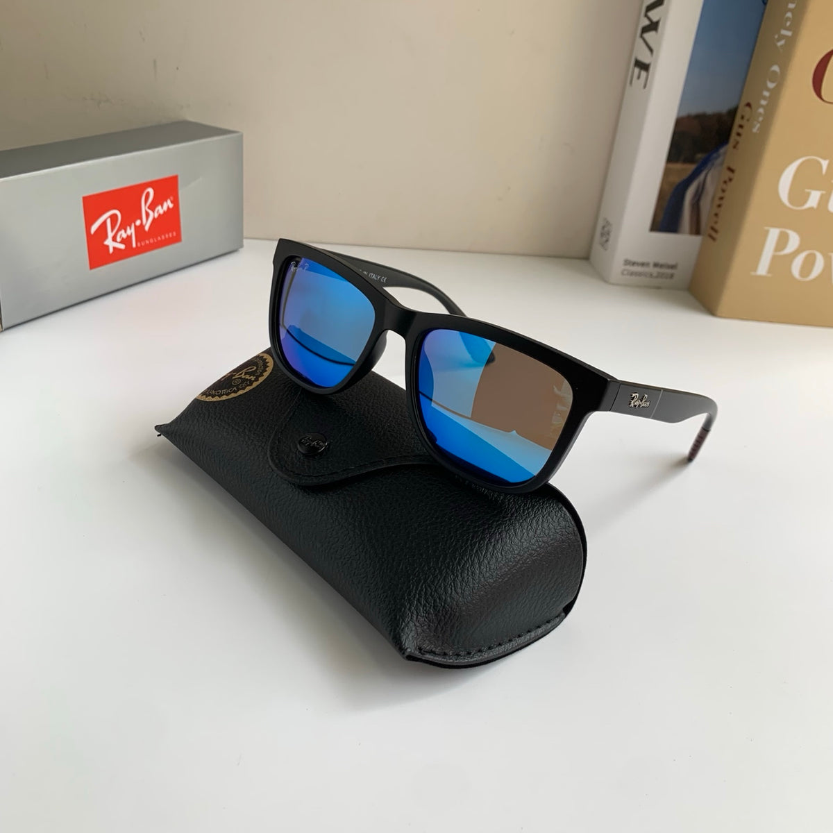 Ray-Ban Polarized Square Blue Lens Sunglasses for Men & Women - detail image 4